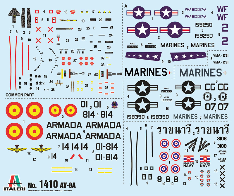 AV-8A HARRIER, VA1 Matador, 8th Squadron, Rota AFB, Spanish Navy, 1980, 1:72, Italeri 