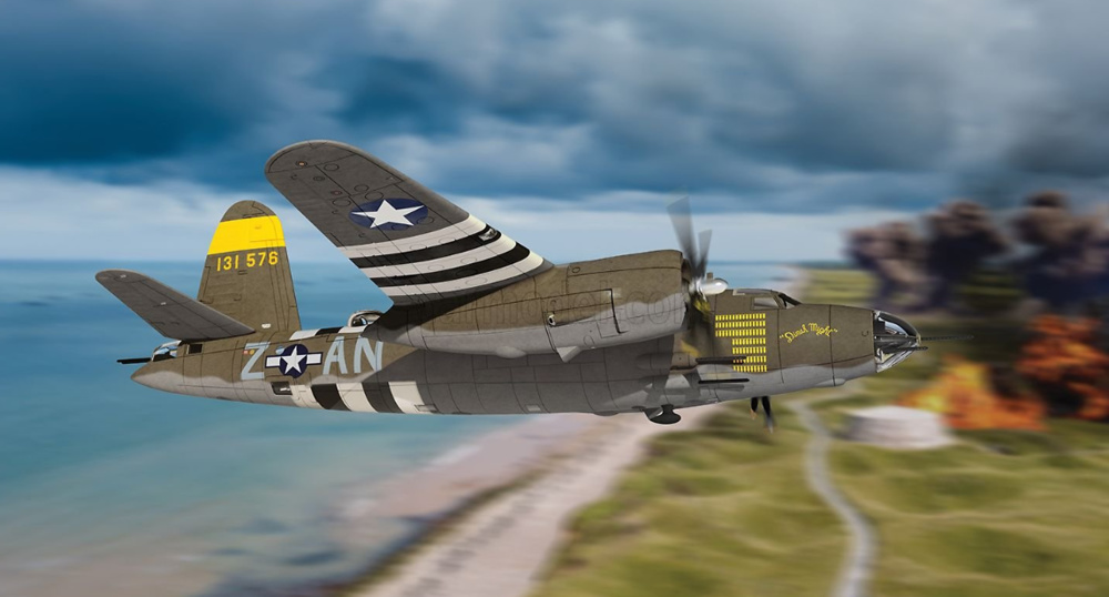 B-26B, Marauder Dinah Might, David Dewhurst, Normandy, France, D-Day, 1944, 1:72, Corgi 