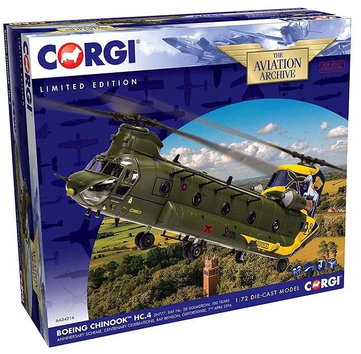 Boeing Chinook HC.4 ZH777, RAF No. 28 Sqn, 100 Years Anniversary Scheme, 1:72, Corgi 