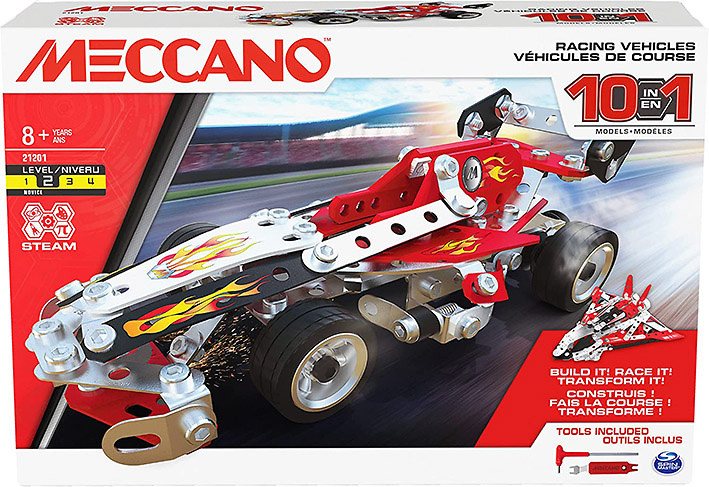 Box to build 10 different competition vehicles, Meccano 