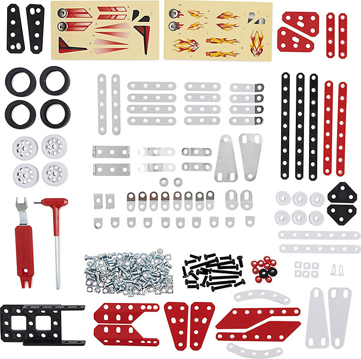 Box to build 10 different competition vehicles, Meccano 