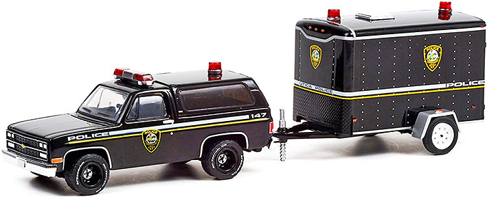 Chevrolet K5 Blazer with trailer, NYPD, 1990, 1:64, Greenlight 