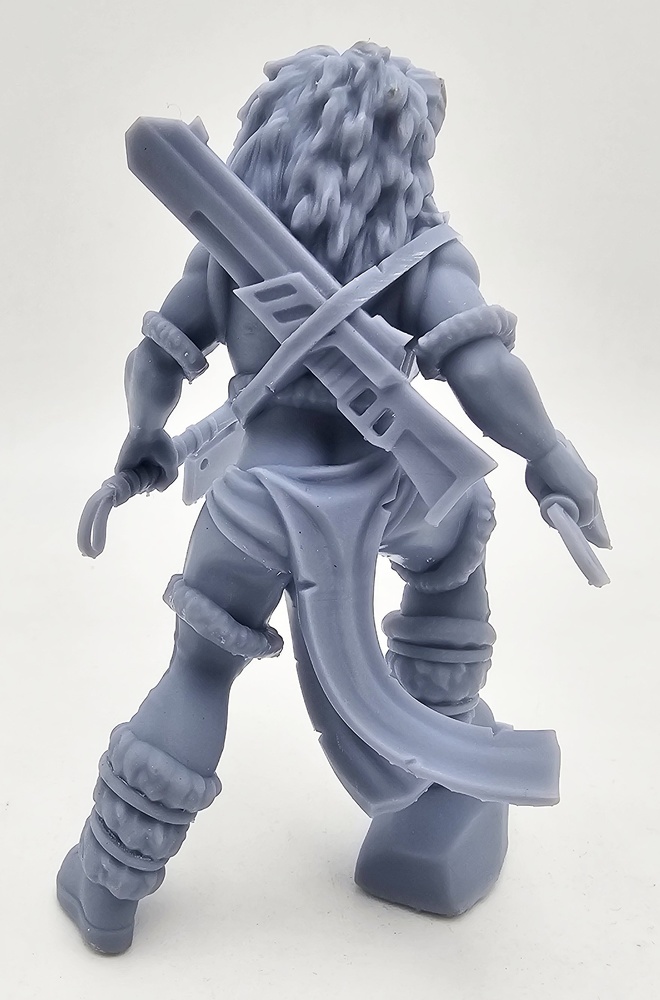 Devil warrior with axes and rifle, resin, 3D 