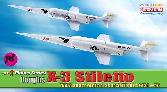 Douglas X-3 Stiletto, NACA Supersonic Research Flights, 1954-56 (2 unidades), 1:144, Dragon Wings 