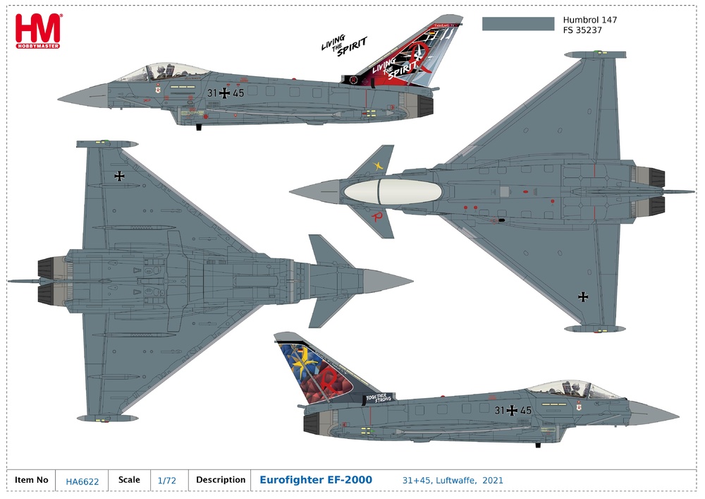 Eurofighter EF-2000 31+45, Luftwaffe, 2021, 1:72, Hobby Master 