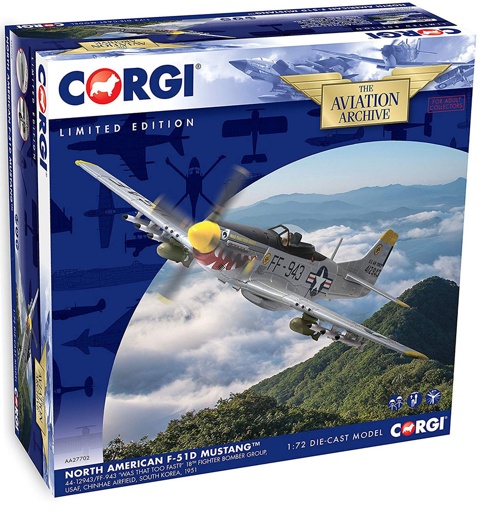 F-51D Mustang, 44-12943/FF-943 ‘Was that too fast?’, USAF, Chinhae Airfield, South Korea, 1951, 1:72, Corgi 