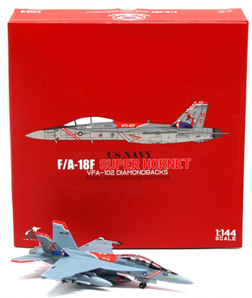 FA-18F, VFA-102 Diamondbacks, 60th Anniversary Edition, US Navy, 2005, 1:144, JC Wings 