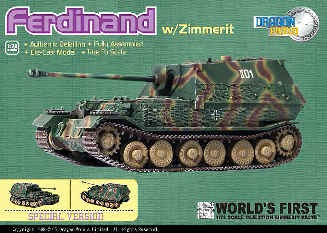 Ferdinand w/Zimmerit, s.Pz.Jg.Abt.654, Eastern Front 1943, 1:72, Dragon Armor 