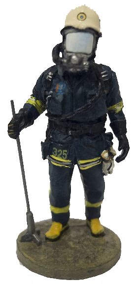 Firefighter with fire retardant suit from Stockholm, Sweden, 2002, 1:30, Del Prado 