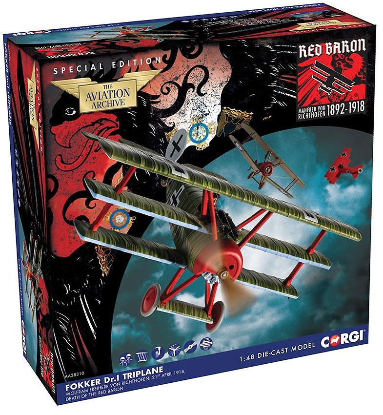 Fokker DR.1 Triplane, Wolfram Freiherr von Richthofen, 21st April 1918, Death of the Red Baron, 1:48, Corgi 