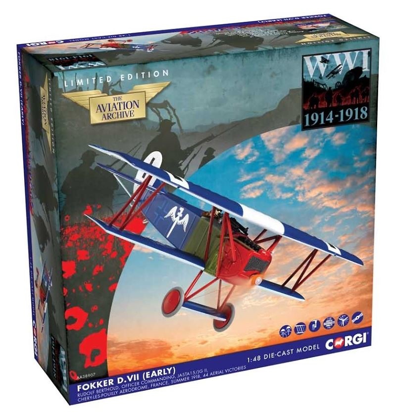 Fokker DVII - Rudolf Berthold Jasta - 15/JG II Chery-les-Pouilly Aerodrome - France 1918, 1:48, Corgi 