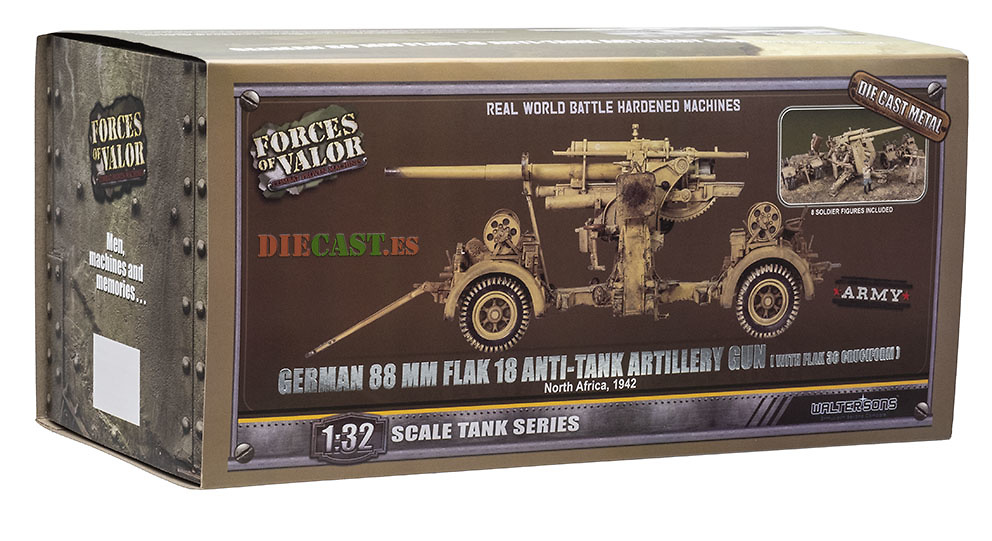 German 88mm Flak 36/37, Deutsches Afrika Korps, El Alamein, 1942, 1:32, Forces of Valor 