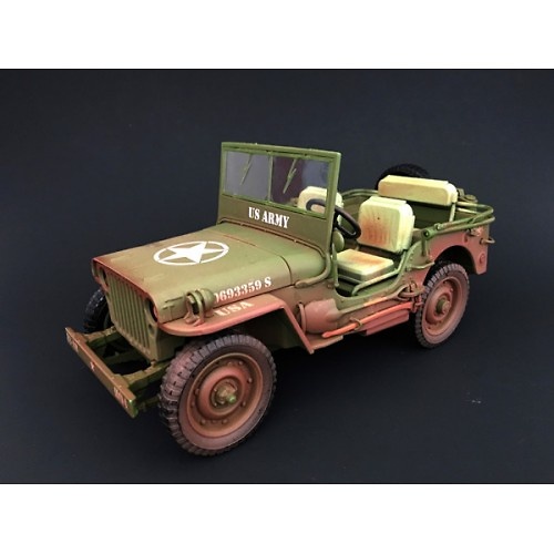 Jeep US Army, green (with marks of use), World War II, 1:18, American Diorama 