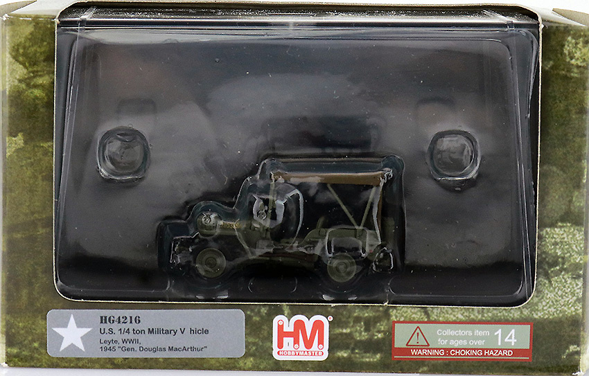 Jeep Willys,US Army, Gen. Douglas MacArthur, Leyte, Philippines, 1945, 1:72, Hobby Master 