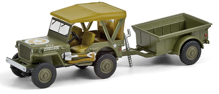 Jeep Willys MB M5 with trailer (1942), 1:64, Greenlight 