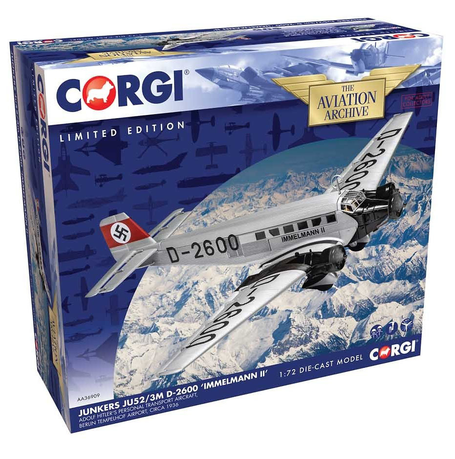 Junkers Ju52/3m D-2600 ‘Immelmann II’, Adolf Hitler’s personal transport aircraft, 1936, 1:72, Corgi 