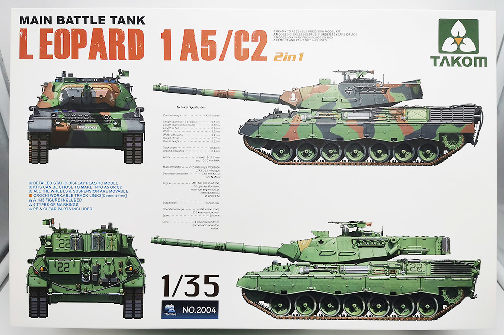 Leopard 1 A5/C2, Main Battle Tank, 1:35, Takom 