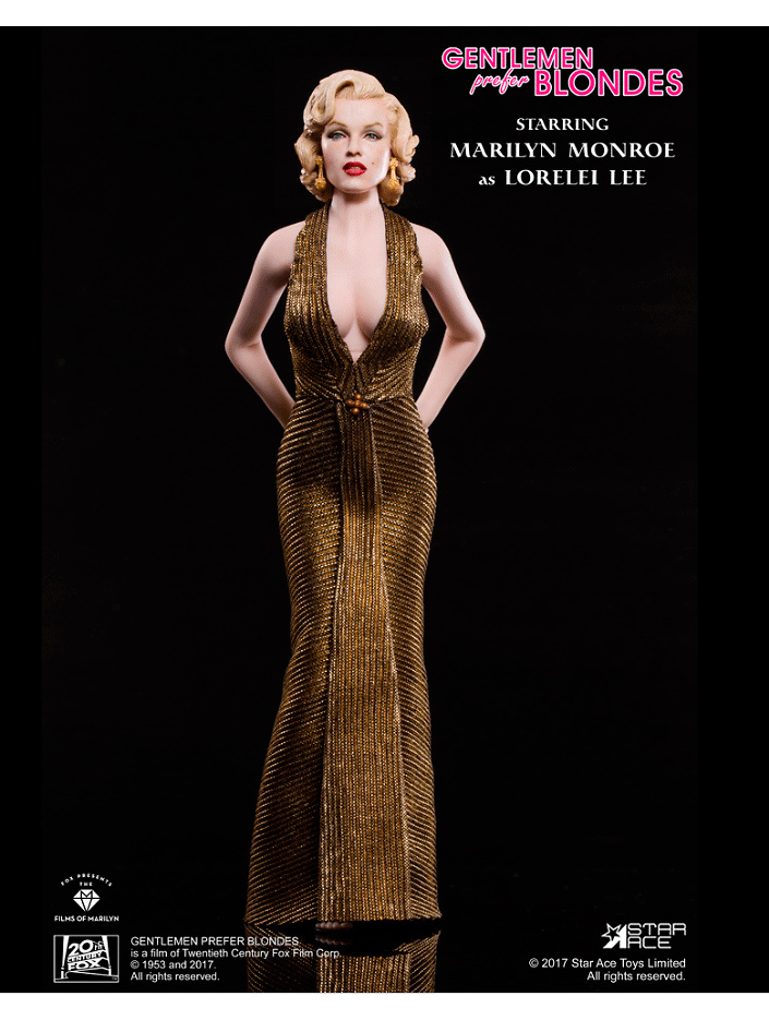 Marilyn Monroe in a gold dress, in 