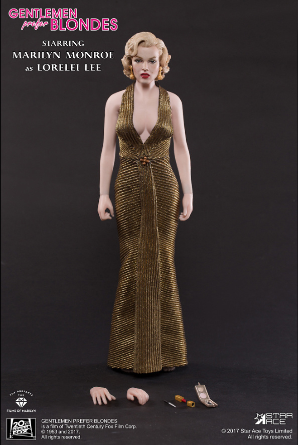 Marilyn Monroe in a gold dress, in 