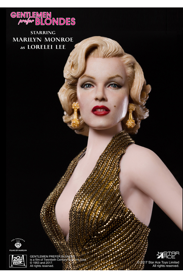 Marilyn Monroe in a gold dress, in 