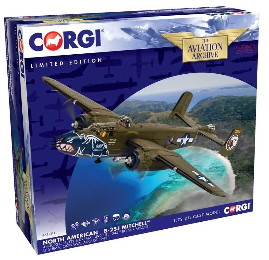 North American B25J Mitchell, 499th Bomber Squadron, 345th BG, Bettys Dream, 1:72, Corgi 