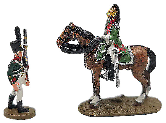 One soldier on foot and another on horseback, Battle of Austerlitz, 1:60, Del Prado 