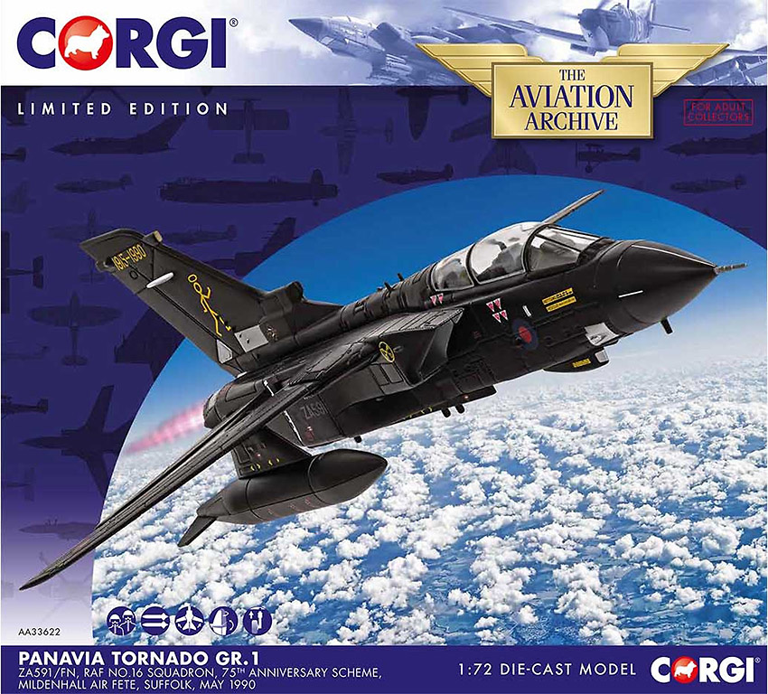 Panavia Tornado GR1-ZA591 FN RAF No 16 Squadron 75th Anniversary Scheme, 1/72, Corgi 