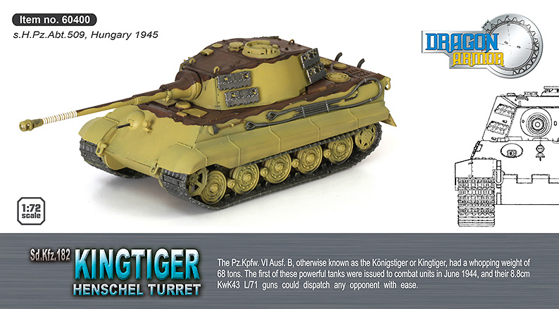 Sd.Kfz.182 Kingtiger, Henschel turret, sH.Pz.Abt.509, Hungary, 1945, 1:72, Dragon Armor 