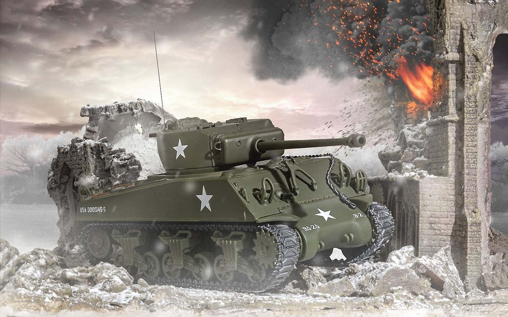 Sherman M4 A3 (Late), US Army, Luxembourg 1944, 1:50, Corgi 