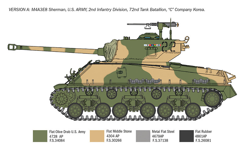 Sherman M4A3E8, Korean War, 1:35, Italeri 