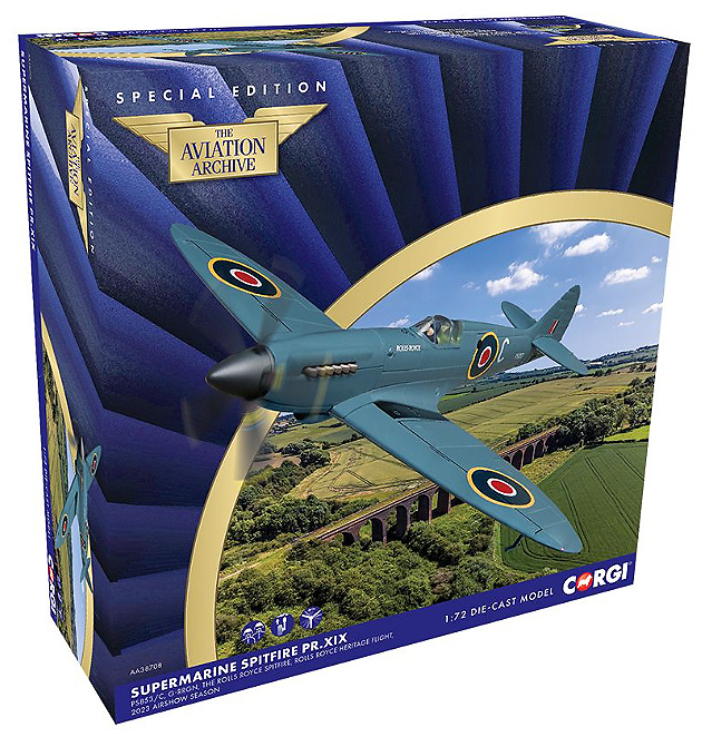 Spitfire PR.XIX, G-RRGN PS853, Rolls Royce Heritage Hangar, 1:72, Corgi 