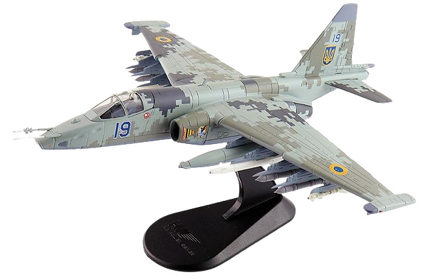 Su-25M1, Lt. Col. Zhybrov (low vis. scheme) Blue 19, 299th, Ukraine AF, Feb 2022, 1:72, Hobby Master 