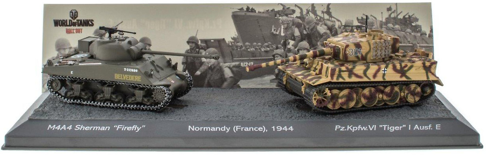 The Battle of Normandy, 1944 M4A4 Sherman Firefly + PzKpfwVI Tiger I Ausf E, 1/72, Salvat 