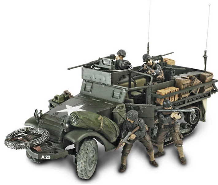 U.S. M3A1 Half-Track w/4 Soldiers & Side Ra, 1:32, Forces of Valor 