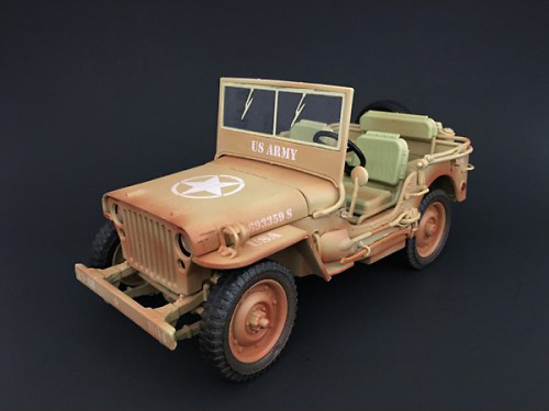 US Army Jeep, desert color (with dirt marks), World War II, 1:18, American Diorama 