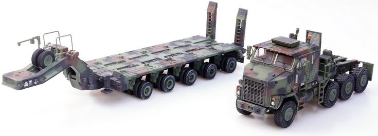 US Oshkosh M1070 Tank Transporter with M1000 Trailer – Green Camouflage, 1:72, Panzerkampf 