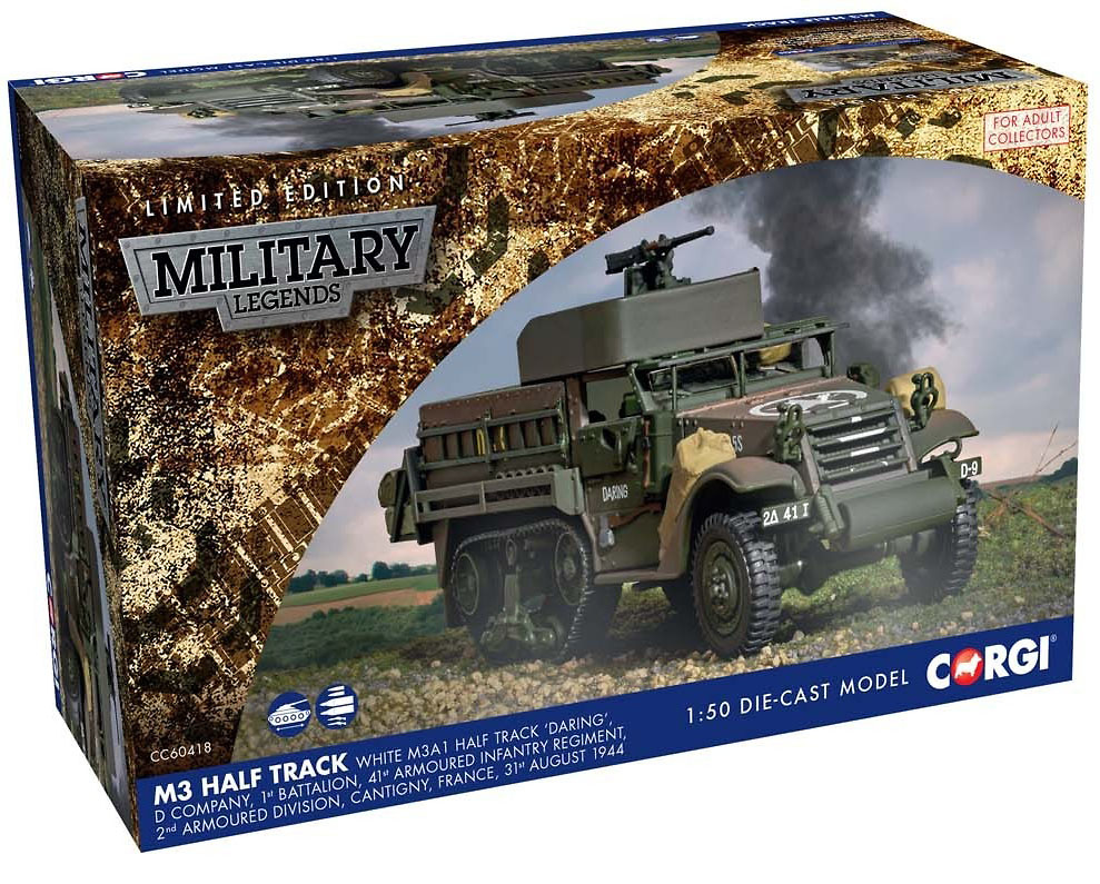 White M3A1 Half Track, 'DARING', D Company, Cantigny, France, 31st August 1944, 1:50, Corgi 