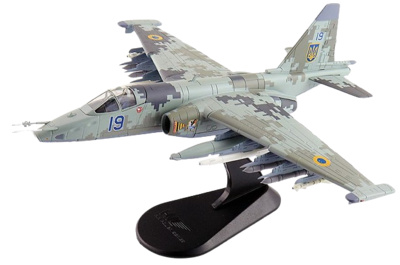 Su-25M1, Lt. Col. Zhybrov (low vis. scheme) Blue 19, 299th, Ukraine AF, Feb 2022, 1:72, Hobby Master