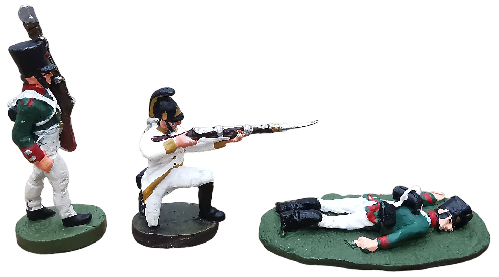 2 fusileros y un soldado abatido, Batalla de Austerlitz, 1:60, Del Prado 