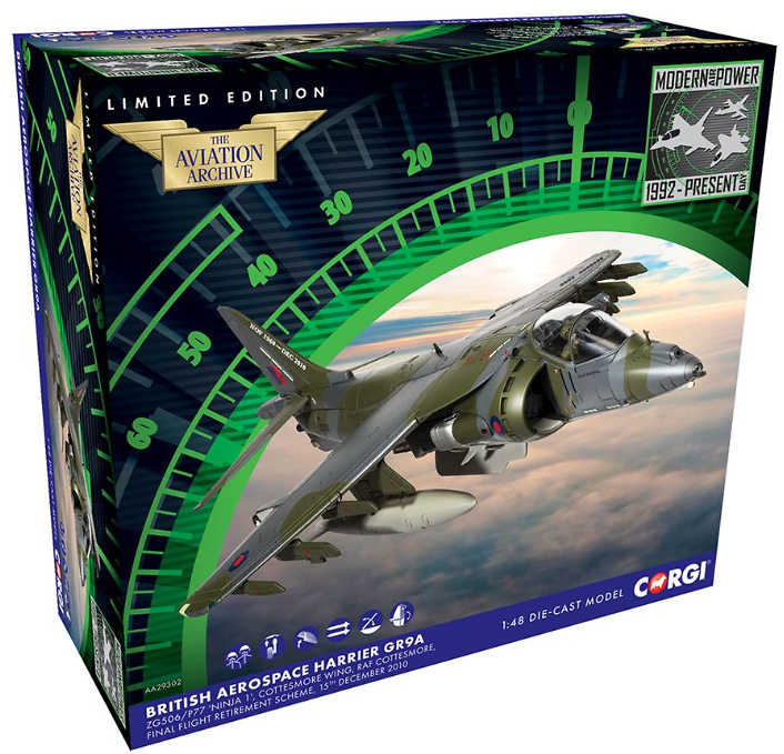 BAe Harrier GR9A 'Ninja 1', Esquema de Retiro de Vuelo Final, RAF Cottesmore,1:48, Corgi 