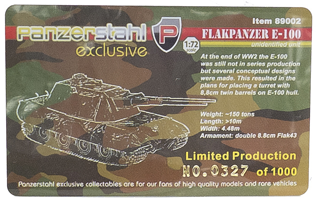 Cañón antiaéreo alemán Flakpanzer E-100, 1:72, Panzerstahl 