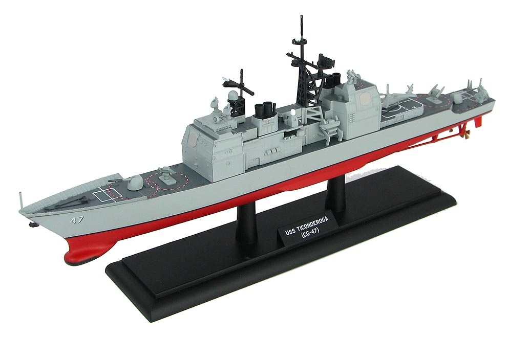 Crucero USS Ticonderoga (CG-47), Crucero de Misiles Guiados, US Navy, años 80, 1:700, Hobby Master 