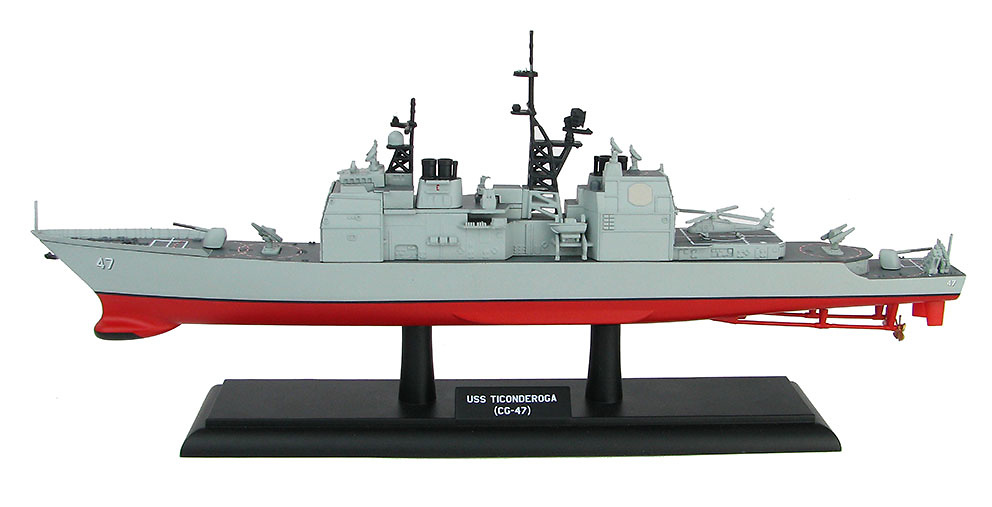 Crucero USS Ticonderoga (CG-47), Crucero de Misiles Guiados, US Navy, años 80, 1:700, Hobby Master 