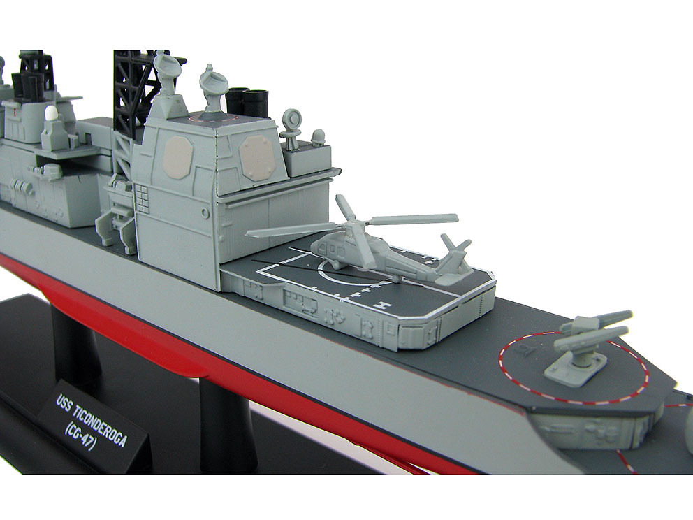 Crucero USS Ticonderoga (CG-47), Crucero de Misiles Guiados, US Navy, años 80, 1:700, Hobby Master 