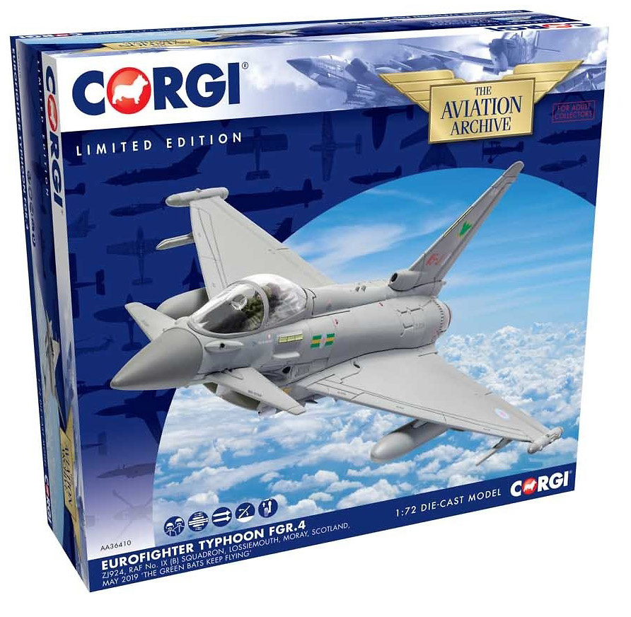 Eurofighter Typhoon FGR.4 ZJ924, RAF No. IX (B) Squadron, Escocia, Mayo, 2019, 1:72, Corgi 