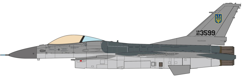 F-16AM, Fuerza Aérea Ucraniana, 831ª Brigada de Aviación Táctica, 2024, 1:72, JC Wings 