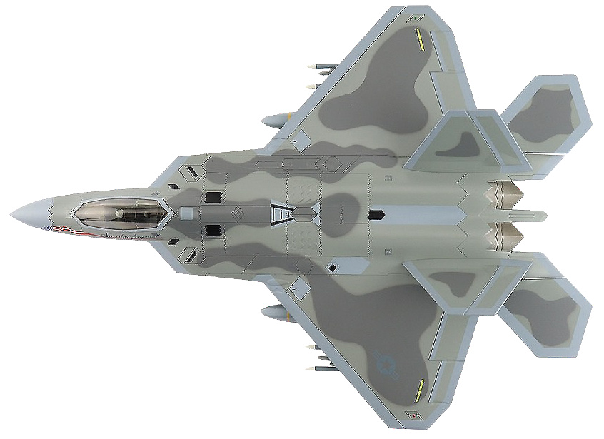 F-22 Raptor “Espíritu de América” (2 x AGM-158, 8 x AIM-120, 2 x Tanques Combustible), 1:72, Hobby Master 