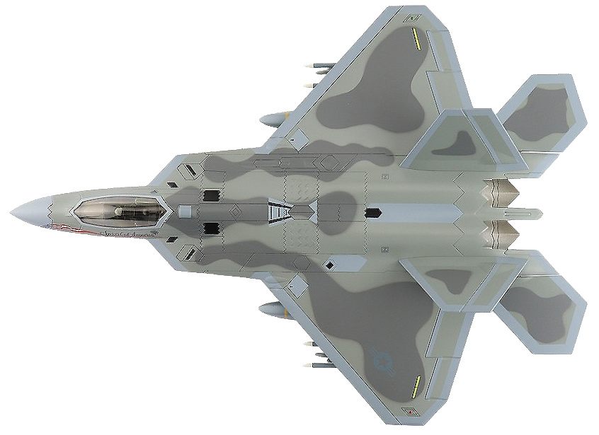 F-22 Raptor “Espíritu de América” (Armamento Bajo el Ala: 2 x AGM-158, 8 x AIM-120, 2 x Tanques de Combustible), 1:72, Hobby Master 