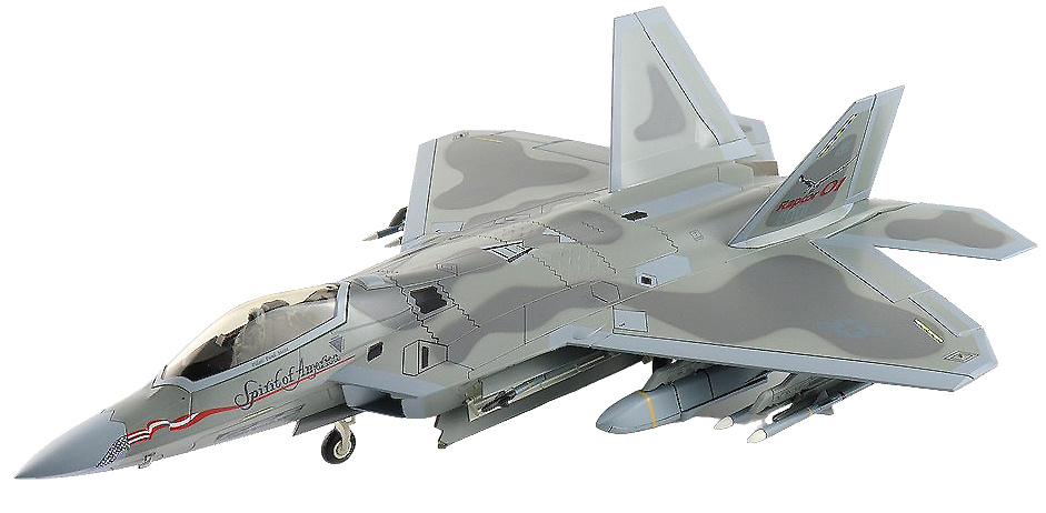 F-22 Raptor “Espíritu de América” (Armamento Bajo el Ala: 2 x AGM-158, 8 x AIM-120, 2 x Tanques de Combustible), 1:72, Hobby Master 