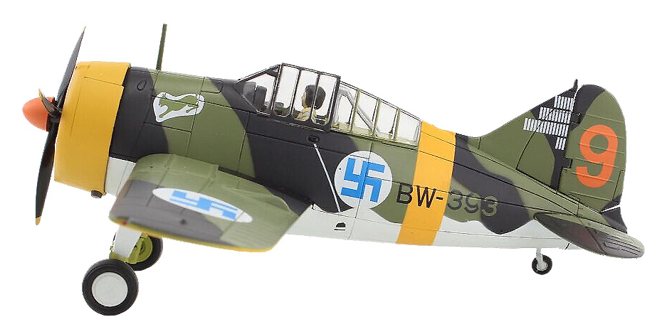 F2A Buffalo, Fuerzas Aéreas Finlandesas, 3/LeLv 24, Red 9, Hans Wind, Marzo 1944 1:48, Hobby Master 